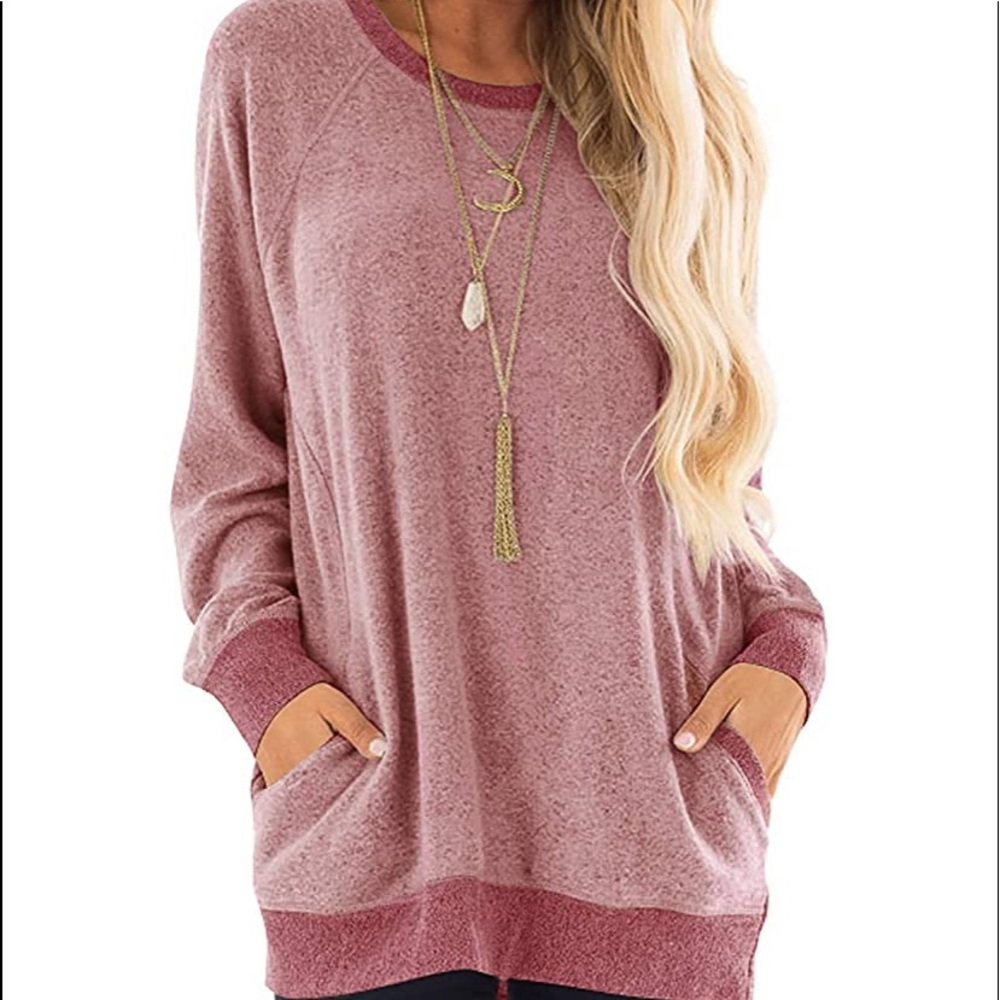 Beautiful woman sweatshirt with pocket loose - Picture 4 of 12